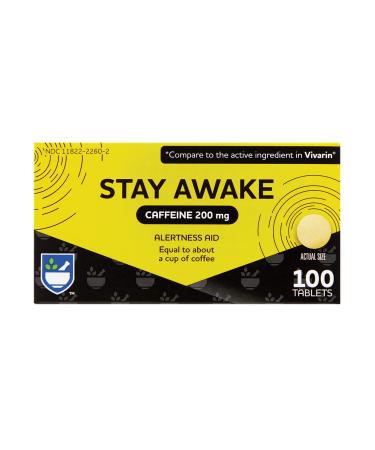 Rite Aid Stay Awake Tablets Caffeine, 200 mg - 100 Tablets | Caffeine Pills | Caffeine Supplement | Caffeine Pills 200mg | Equal to About a Cup of Coffee | Mental Alertness Aid | Energy Pills