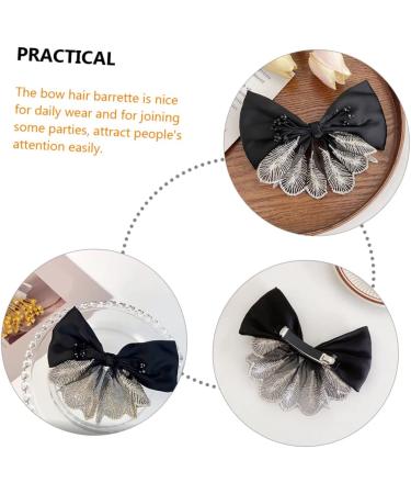 minkissy bow hairpin bow women barrettes Black hair bow headress bow hairpin bow hair barrettes for women xmas bowknot hair ties for women headwear bow woman dense fabric Fabric - Buy Online on GoSupps.com