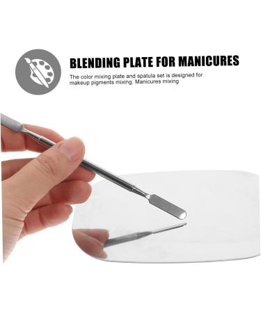 Ipetboom 1 Set Makeup Palette Make up Pallets Blue Suits Manicure Cosmetic Plate Foundation Plate Nail-art Palette Spatula Nail Art Palette Cream Stainless Steel Tool Kit Portable 12.6x7.5x0.3cm Silver - Buy Online on GoSupps.com