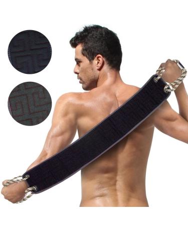 Uraqt Back Scrubber - Double-Sided Peeling Washcloth for Shower | Navy Blue Body Exfoliator with Handles - Buy Online on GoSupps.com