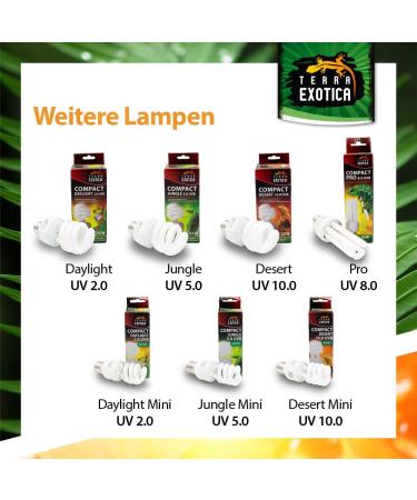 Terra Exotica Compact Mini UVB 13 Watt Full Spectrum Daylight Lamp - Choose 2.0 5.0 or 10.0 UVB for Terrariums - Buy Online on GoSupps.com