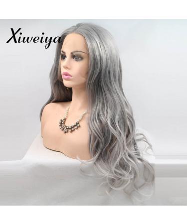 Xiweiya Pastel Grey Wig - 24-Inch Mermaid Lace Front Synthetic Hair Soft Long Wavy Wig for Women & Drag Queens - Heat Resistant Fiber - Buy Online on GoSupps.com