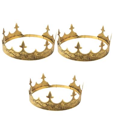 Minkissy 3st adults crown birthday sear for men tiara support vintage for men princess headgear photo frequo-crowns decor iron men and women metal manual manbook 19x19cmx3pcs as shown x 3 pieces