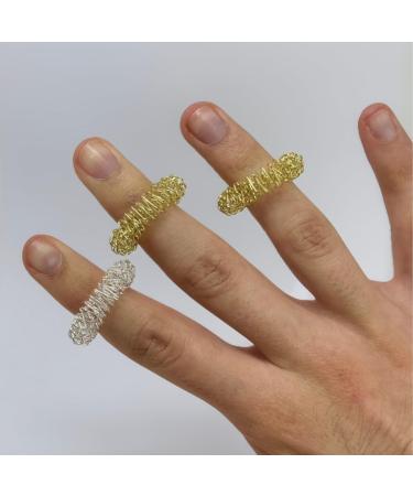 Buy ATC Handels Acupressure Finger Massage Rings - Gold & Silver Spring Steel for Relaxation - Ideal for Fingers & Toes - Buy Online on GoSupps.com