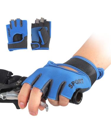 Men's Half-Finger Cycling Gloves - Blue Breathable and Wear Resistant - Buy Online on GoSupps.com