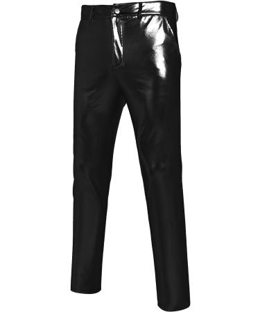 COOFANDY Mens Metallic Shiny Disco Nightclub Pants - Black Medium - Buy Online on GoSupps.com