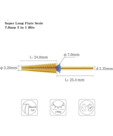 VGE BON Super Long 5 in 1 Tapered Safety Nail Bit for Nail Art Drill Machine - Carbide Tungsten, Multi-Function 3/32'' Bit for Manicure, Pedicure, Gel Polishing - Buy Online on GoSupps.com