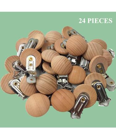 24-Piece Natural Beech Wood Pacifier Clips Teething Toy DIY Holder Accessories - Buy Online on GoSupps.com