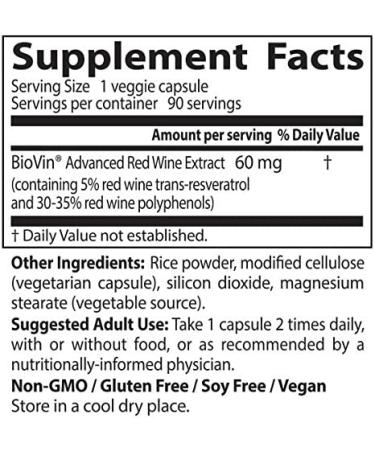 Doctor's Best French Red Wine Grape Extract 90ct - Non-GMO, Vegan, Gluten & Soy Free - Buy Online on GoSupps.com