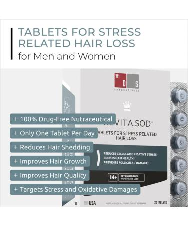Revita.SOD Hair Growth Supplement by DS Laboratories - Fuller Thicker Stronger Hair, Combat Hair Loss & Thinning Due to Stress, Reduce Balding & Shedding - 30 Day Supply - Buy Online on GoSupps.com