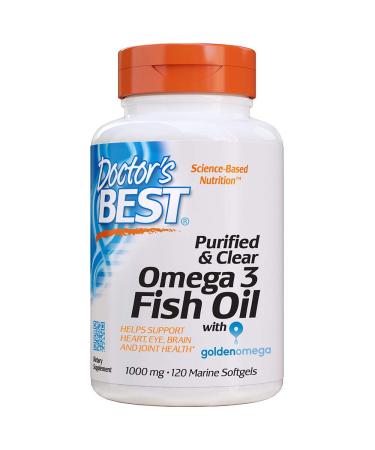 Doctor's Best Purified & Clear Omega 3 Fish Oil with Goldenomega 1000 mg 120 Marine Softgels - Buy Online on GoSupps.com