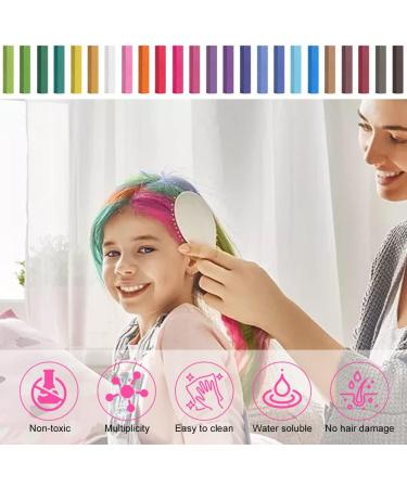 AOOWU 24 Colors Hair Chalk - Temporary, Safe & Washable Hair Dye for Kids | Hair Chalk Pens for Halloween, Christmas & Cosplay Parties - Buy Online on GoSupps.com