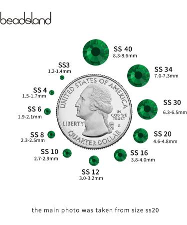 Beadsland 1440 Pieces Emerald Green Flat Back Rhinestones - SS10 Nail Crystals for Stunning Nail Art - Buy Online on GoSupps.com