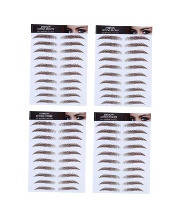Beatifufu Hair-like Eyebrows 4pcs Eyebrow Stickers Waterproof Eyebrows Water Transfer Eyebrow Sticker Shaper 3d