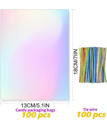 Cellophane Sweet Bags 100 Pcs 13x18cm Cellophane Party Bags with 100 Pcs Colored Twist Ties for Candy Treat Cookie Kids Party Gift Bags - Buy Online on GoSupps.com
