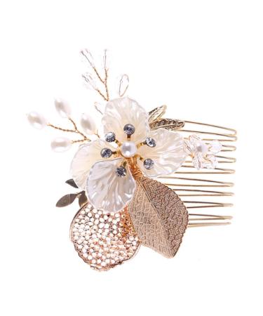 Housoutil 1pc Crystal Hair Comb Wedding Hair Comb Headpiece for Bride Bridal Comb Headwear for Women Gold Hair Comb Bridal Hair Comb Crystal Headpiece Tiara Leaf Miss Accessories