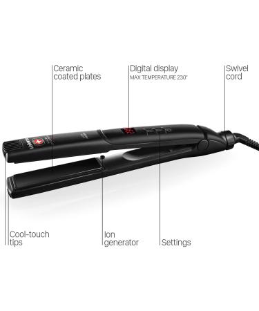 Valera 6.0 Professional Hair Straightener - Ceramic & Ionizer Quick Heat Digital Temp Control Max 230 C Auto-Off Black - Perfect for Straight & Curly Hair - Buy Online on GoSupps.com