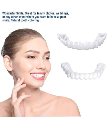 1 Pair Cosmetic Denture Upper and Lower Dental Veneer Temporary Denture with Storage Box Teeth Whitening Strip for Men Women Adult - Buy Online on GoSupps.com