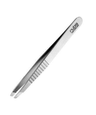 Rubis Pro Grip Classic Stainless Steel Slanted Tweezers For Precise Eyebrows and Hair Removal - Blackhead Remover Pointed Precision Tweezer with Sharp Precise Point for Men and Women 1K102PG