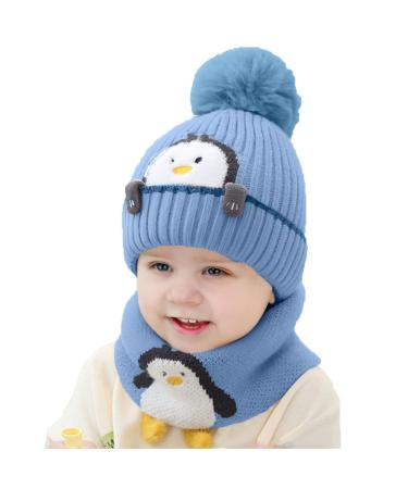Rayson Baby Winter Warm Hat Kids Knit Scarf Beanie Hat Set Scarves Fleece Lining Loop Scarves for Kids Toddler Beanie Hat Scarf Set Outdoor Sport One Size Blue
