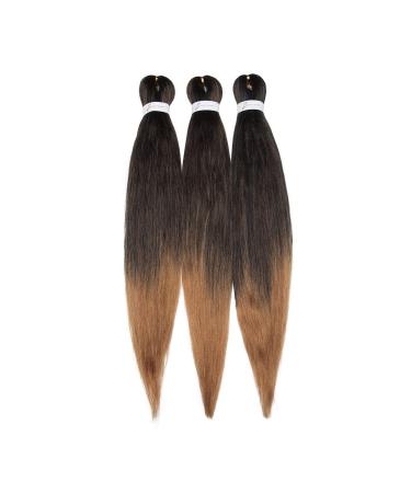 66cm Preded Braid Hair Extensions - Hot Water Adjustable Yaki Twist - 3-Pack Synthetic Hair in Black to Light Auburn - 26 Inches - Buy Online on GoSupps.com