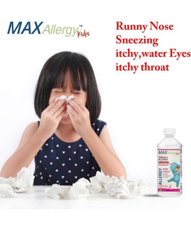 MAX Allergy Kids Antihistamine | Diphenhydramine HCl 12.5mg/5mL Liquid | Bubble Gum Flavor Dye-Free for Children Ages 6-11 16 fl oz - Buy Online on GoSupps.com