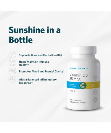 Cooper Complete-Vitamin D3 25mcg (1000 IU) 60 Softgels per Bottle. Pack of 2 - Buy Online on GoSupps.com