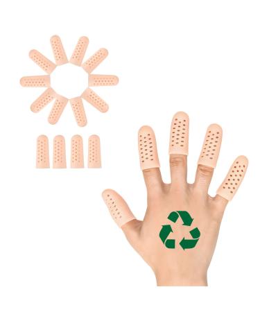 Gel Finger Cots (Breathable, Latex Free), Finger Protectors with Hole(14PCS), Silicone Finger Gloves, Finger Covers for Hand Eczema, Trigger Finger, Finger Cracking, Finger Arthritis, Reusable.