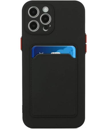 Tivenfezk Nadoli Ultra Thin Silicone Case for iPhone 15 Pro - Shockproof Scratch-Resistant Wallet Cover with Credit Card Holder - Black - Buy Online on GoSupps.com