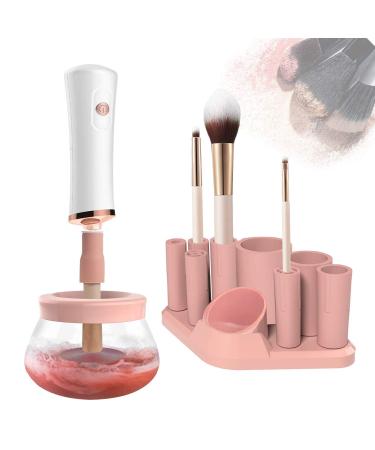 UpgradedMakeup Brush Cleaner, Electric Make Up Spinning Dryer, Super-Fast Automatic Spinner Machine, Battery Operated, Pink
