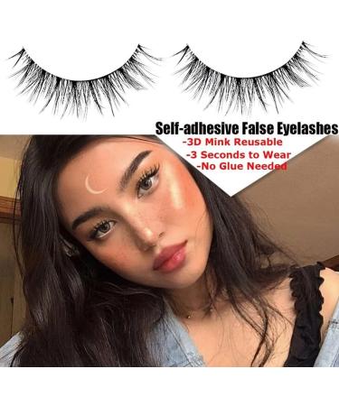 TiSkying False Eyelashes Stickers without Glue Reusable Long Eyelashes Waterproof Self-Adhesive Eyelashes No Liner Fake Lashes Natural Look for Women - Buy Online on GoSupps.com