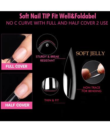 UNA GELLA Short Almond Gel Nail Tips - 360pc Clear Press on Nails for Nail Extension DIY Salon - Short Almond Shape with Full Acrylic - 15 Sizes - Buy Online on GoSupps.com