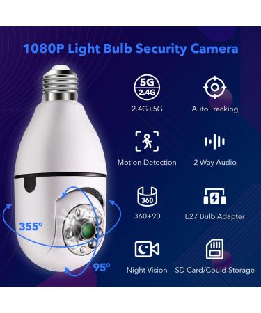 Light Bulb Security Camera 1080P WiFi 2Pack with 64GB SD Card | Motion Detection, Night Vision, Alexa & Google Assistant Compatible - Buy Online on GoSupps.com