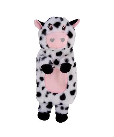 K Collection 3D Novelty Hot Water Bottle with Removable Cover - Cow Design - Soft Plush Cover - Premium Natural Rubber Cow Black/White HWB