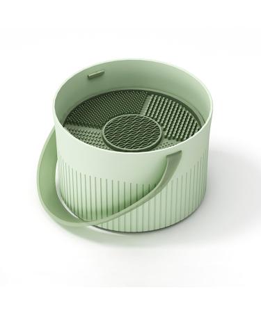 Makeup Brush Cleaner Beauty Blender Sponge Cleaning Bowl Cleaning/Drying/Storage 3-in-1 Tool with Handle Green