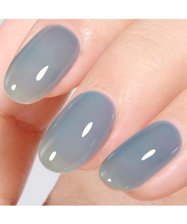 TOMICCA Grey Blue Jelly Gel Nail Polish - Sheer Teal Color, Quick Dry & Soak Off U V Gel Nails for DIY Nail Art - Buy Online on GoSupps.com