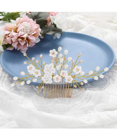 Edary Silver Pearl Wedding Hair Crest - Gold Leaf Headdress for Brides & Girls | Elegant Hair Accessories - Buy Online on GoSupps.com