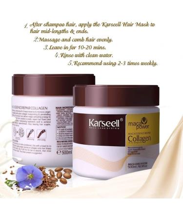 Karseell Collagen Hair Mask Deep Repair Conditioning Treatment Argan Oil Collagen Hair Mask Essence for Dry Damaged Hair All Hair Types 500ml (16.90 fl.oz) - Buy Online on GoSupps.com