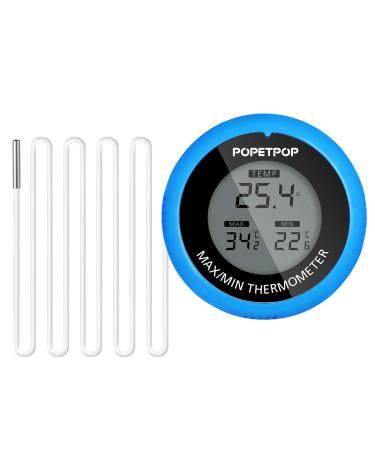 POPETPOP LCD Digital Aquarium Thermometer High Precision Digital Fish Tank Thermometer for Aquarium/Pond/Reptile Turtles Habitats (Blue)