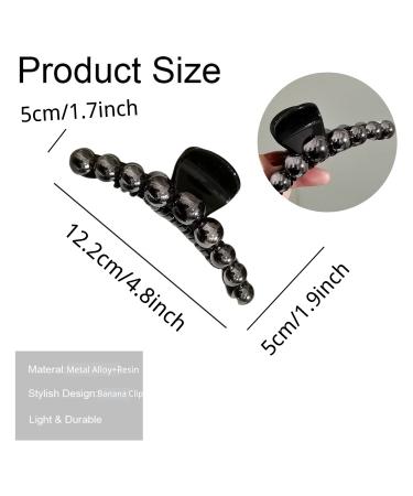 Black Pearl Hair Claw Clip: Elegant Acrylic Hairpin for Women - Large Size Ornamental Banana Barrette with Geometric Rhinestones - 1Pcs - Buy Online on GoSupps.com