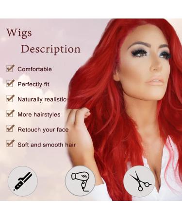 Amnenl Long Wavy Red Wig for Women - Synthetic Hair Replacement for Halloween & Cosplay - Buy Online on GoSupps.com