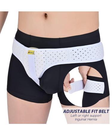 Tenbon Hernia Belt for Men and Women - Flexible Adjustable Support with Compression Pads - Pain Relief - Left and Right Wearable - Size L White - Buy Online on GoSupps.com