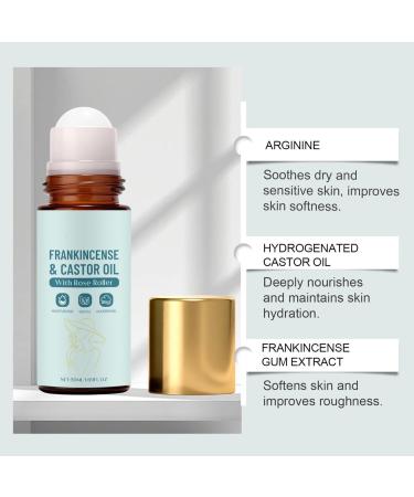 Frankincense & Castor Oil Roll-On with Rose Quartz Roller Cold-Pressed Organic Castor Oil Face Oil for Firming & Hydrating Skin Roll On for Face Neck & Body 50ML / 1.7OZ - Buy Online on GoSupps.com