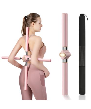 Back Straightener Posture Corrector for Women, Yoga Sticks Stretching for Posture Tool , Humpback Correction Sticks Stretching Tool, Retractable Back Brace Women Posture Corrector Stick for kids Men Pink
