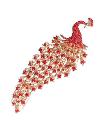 DOITOOL Peacock Crown Hair Comb Pearl Hair Clip Bridal Hair Combs Hair Teasing Comb Prom Headpiece Hair Side Combs Womens Hair Clips Rhinestone Red Wedding Accessories Bride