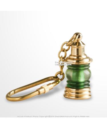 Medieval Gears Vintage Style Handmade Brass Miniature Nautical Green Ship Lantern Keychain