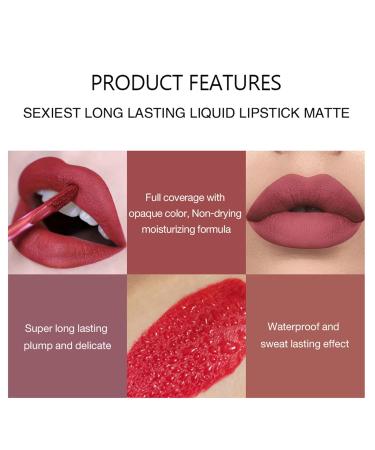 Shop 6-Piece Waterproof Matte Lip Gloss Set - Non-Stick Liquid Lipstick for Women | Perfect Gift! - Buy Online on GoSupps.com