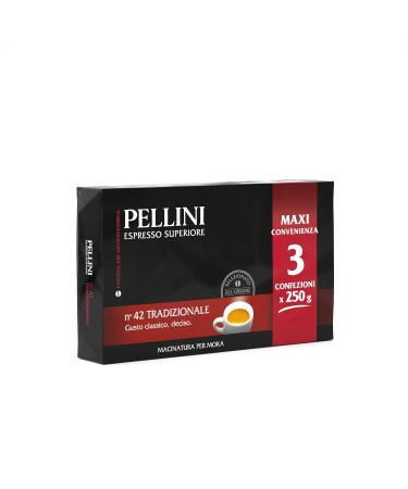 Pellini Caff Gusto Tradizionale No. 42 for Espresso Pot - 3x250g | Premium Italian Coffee for International Shipping - Buy Online on GoSupps.com