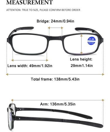 Vevesmundo Foldable Reading Glasses for Men & Women - Compact Diopter Options +1.0 to +4.0 Black Blue Light Filter Ideal for Travel - Buy Online on GoSupps.com