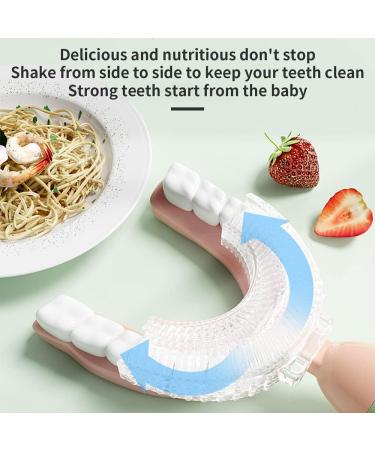 Kids U-Shaped Manual Toothbrush with 2 Food Grade Soft Silicone Brush Heads - Dolphin Cartoon Handle Design | Oral Teeth Cleaning for Children 1-8 Years (Blue) - Buy Online on GoSupps.com